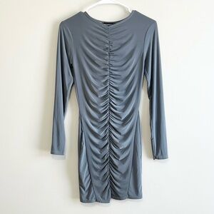 NWT PrettyLittleThing Ruched Long Sleeve Bodycon Dress